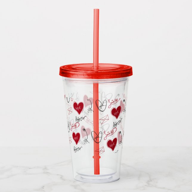 Whimsical Doodles Hand Drawn Valentines Day  Take Away Mugg (Framsida)