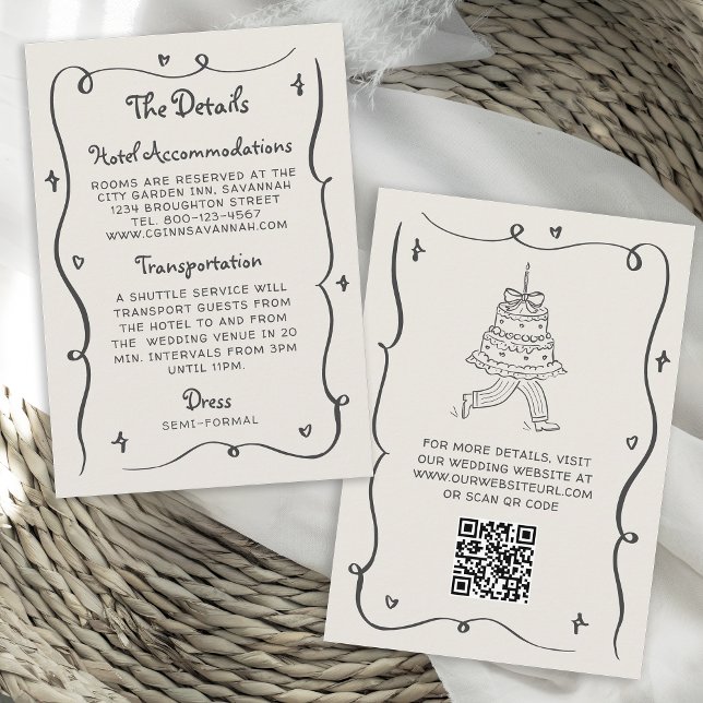 Whimsical Doodles Hand Drawn Wavy Frame Wedding Pappersservett (Skapare uppladdad)