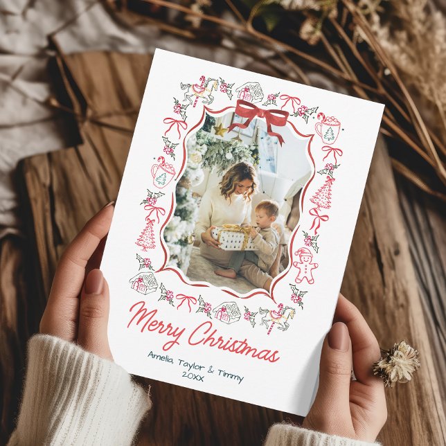 whimsical doodles photo christmas julkort (Skapare uppladdad)