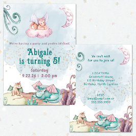 Whimsical Dragon Animal Birthday Invitation Inbjudningar