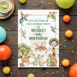 Whimsical Dragon Birthday  Invitation Inbjudningar