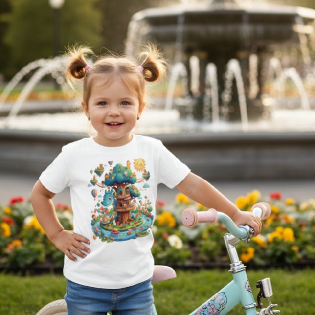 Whimsical Dragon Treehouse Fantasy Kids T-Shirt (Skapare uppladdad)