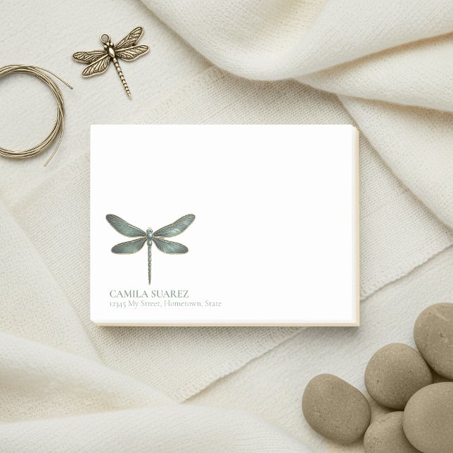Whimsical Dragonfly Sage Green ID1310 Post-it Block (Skapare uppladdad)