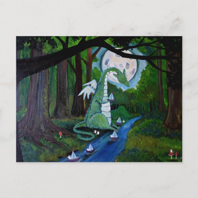 Whimsical Drakeskogskonst Söta Möss Vykort (Framsida)