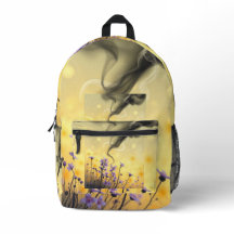 Whimsical Dreamscape Blommigt-ryggsäck - Lila Flow