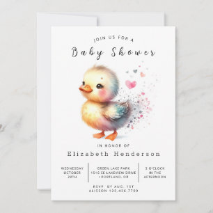 Whimsical Duck Bebis Shower Utskrivbar Inbjudningar