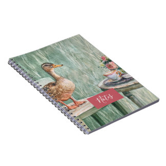 Whimsical Duck och Vintage Teacup Anteckningsbok