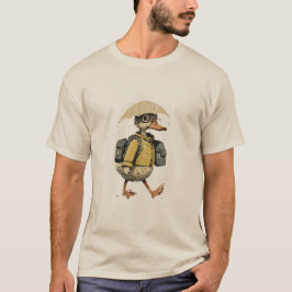 Whimsical Duck Walking in Rain Art T Shirt
