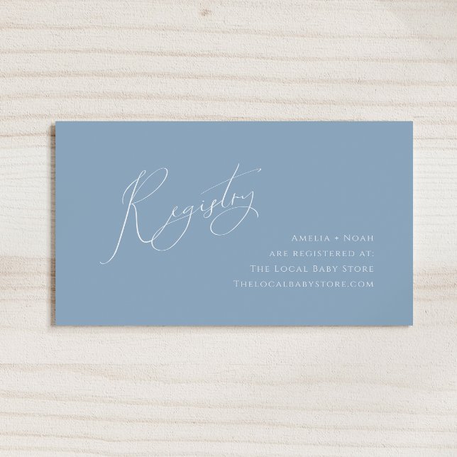 Whimsical Dusty Blue Baby Registry Tilläggskort (Skapare uppladdad)