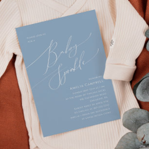 Whimsical Dusty Blue Baby Sprinkle-inbjudan Inbjudningar