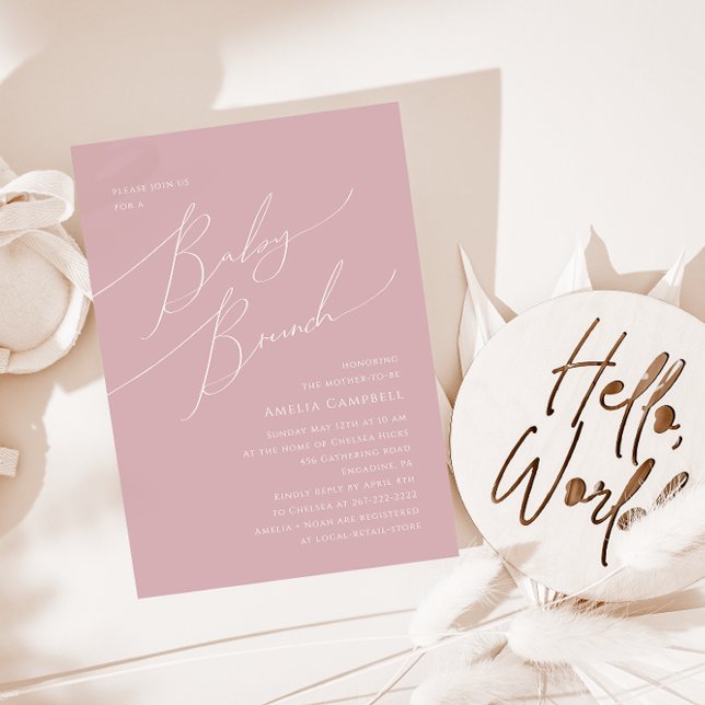 Whimsical Dusty Ro Baby Brunch bjudande in Inbjudningar (Skapare uppladdad)