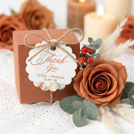 Whimsical Earthy Flowers Fall Wedding Thank You Gåvor Etiketter