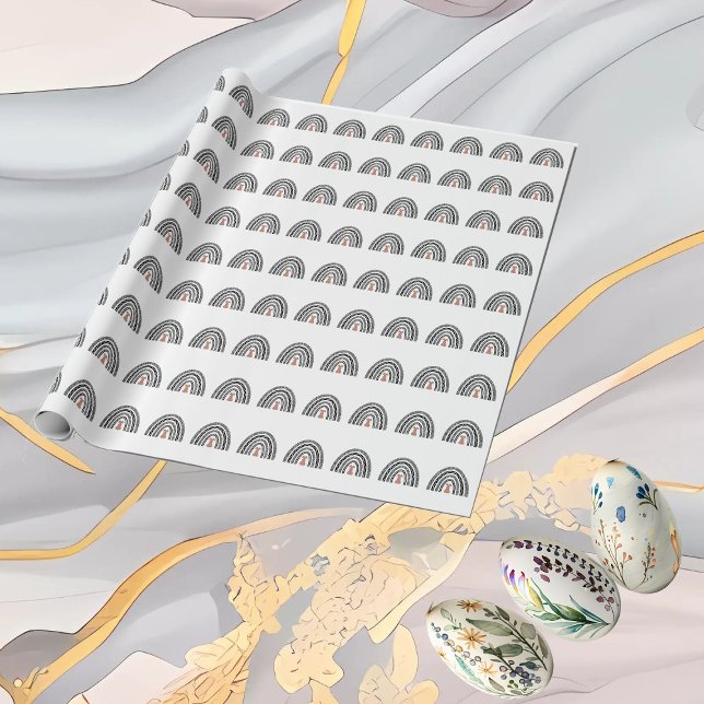 Whimsical Easter Bunny Rainbow Icon Minimal Spring Presentpapper (Whimsical Easter Bunny Rainbow Icon Minimal Spring Wrapping Paper)