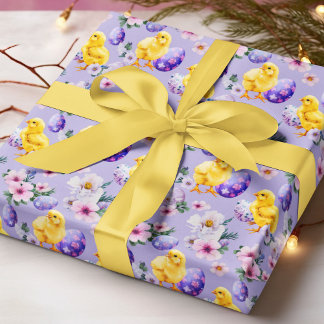 Whimsical Easter Chicks Wrapping Paper Presentpapper