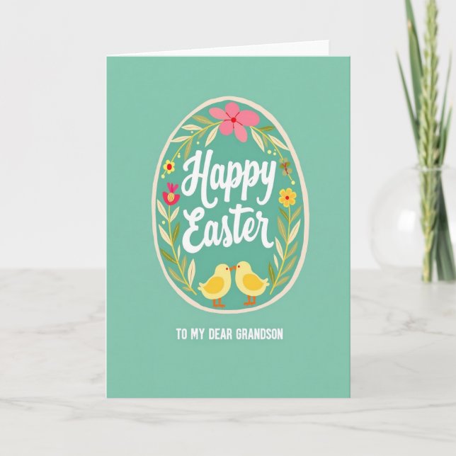 Whimsical Easter Grandson Card Kort (Framsida)