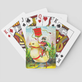 Whimsical Easter Greetings: Rider on Giant Chick Casinokort