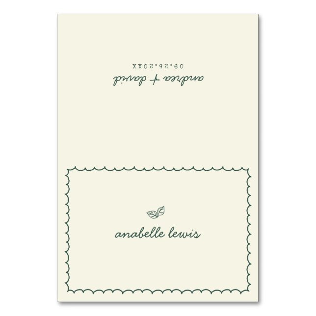 Whimsical Editable Guest Name Wedding Place Card Bordsnummer (Framsidan)