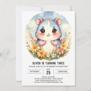 Whimsical Editable Hamster Birthday Inbjudningar