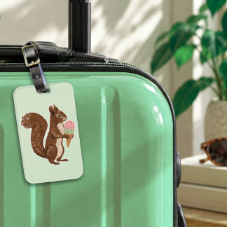 Whimsical ekorre med isglasskogsland bagagebricka