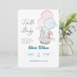 Whimsical Elefant Baby Shower-kort –Könsneutral de Inbjudningar