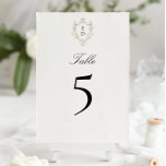 Whimsical Elegant Rococo Floral Crest Monogram Bordsnummer<br><div class="desc">Whimsical Elegant Rococo Floral Crest Monogram Table Number</div>