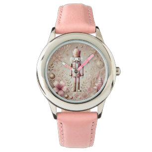 Whimsical Elegant Rosa & Guld Pastell Nötknäppare Armbandsur