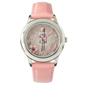 Whimsical Elegant Rosa & Guld Pastell Nötknäppare Armbandsur