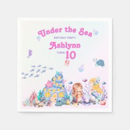 Whimsical Elegant Söt Under Havet Havsfröken Pappersservett