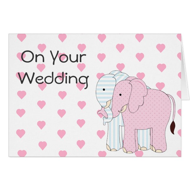 Whimsical Elephant Bröllop Card Hälsningskort (Framsidan Horizontal)