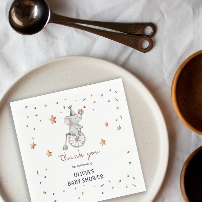 Whimsical Elephant Circus Baby Shower Gift Pappersservett (Whimsical Elephant Circus Baby Shower Gift Napkins)