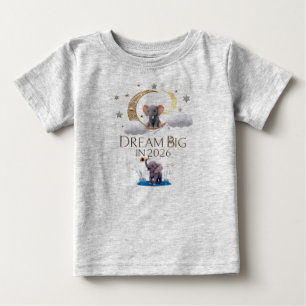 Whimsical Elephant Moon "Dröm Stort 2026" Baby Fin T Shirt