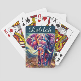 Whimsical Elephant Night Stars Måne Personlig Casinokort