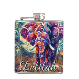 Whimsical Elephant Night Stars Måne Personlig Fickplunta