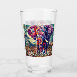 Whimsical Elephant Night Stars Måne Personlig Glaskopp