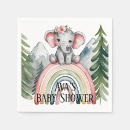 Whimsical Elephant Rainbow Baby Shower Pappersservett