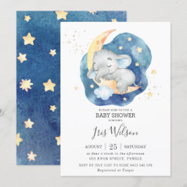 Whimsical Elephant Twinkle Star Baby Shower Boy Inbjudningar