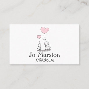 Whimsical Elephants and Balloons Childcare Visitkort