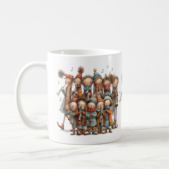 Whimsical Eleven Pipers Piping Jul 11oz Kaffemugg (Vänster)