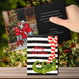 Whimsical Elf Ben Folded julfoto Helgkort