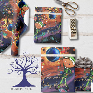 Whimsical Elf & Fågel Baby Shower Personlig Presentpapper