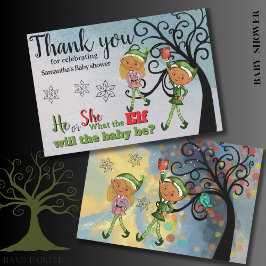 Whimsical Elf Gender Reveal Baby Shower Custom Tack Kort