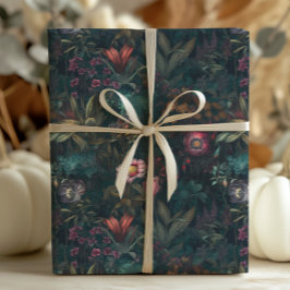 Whimsical Emerald and Rosa Blommigt Decoupage Presentpapper