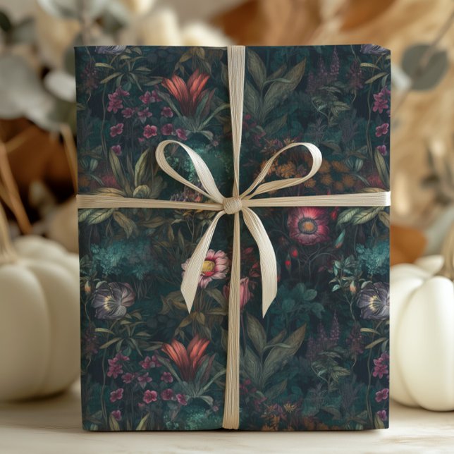Whimsical Emerald and Rosa Blommigt Decoupage Presentpapper (Skapare uppladdad)