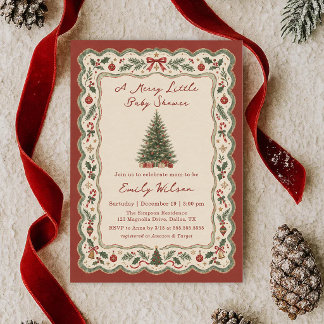 Whimsical En Glad Liten Jul Bebis Shower Inbjudningar