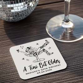 Whimsical En Tini Bit Äldre Födelsedagsfest Underlägg Papper Kvadrat