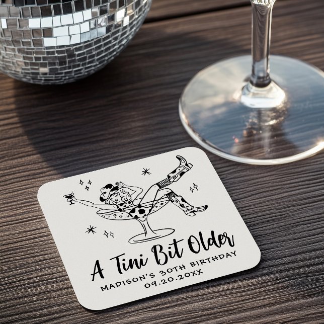 Whimsical En Tini Bit Äldre Födelsedagsfest Underlägg Papper Kvadrat (Skapare uppladdad)