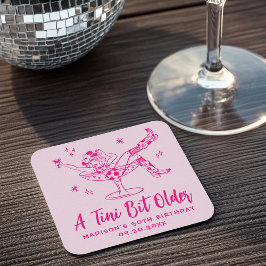 Whimsical En Tini Bit Äldre Hot Pink Födelsedagsfe Underlägg Papper Kvadrat