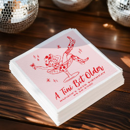 Whimsical En Tini Bit Äldre Rosa och Röd Födelseda Pappersservett