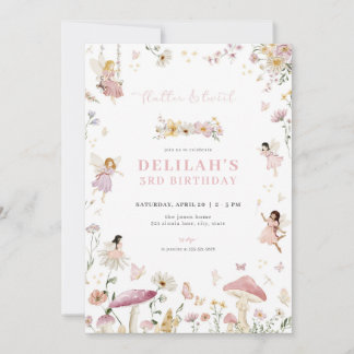 Whimsical Enchanted Fairy Birthday-inbjudan Inbjudningar