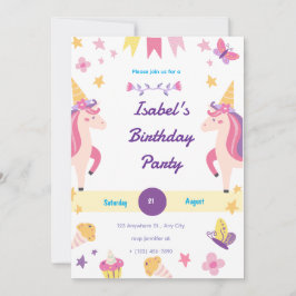 Whimsical enhörnings födelsedagsinbjudan inbjudningar